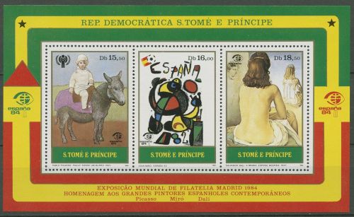 Sao Tomé und Príncipe 1984 ESPANA Gemälde Block 147 postfrisch (C40177)