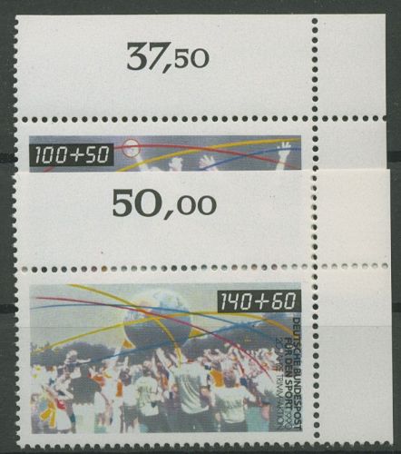 Bund 1990 Beliebte Sportarten 1449/50 Ecke 2 oben rechts postfrisch (E723)