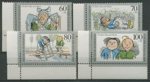 Bund 1990 Wohlfahrt: Max und Moritz 1455/58 Ecke 3 unten links postfrisch (E735)