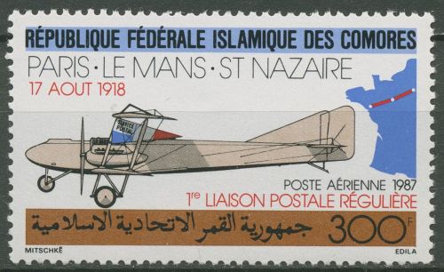 Komoren 1987 Flugpost Paris-St. Nazaire Flugzeug 804 postfrisch