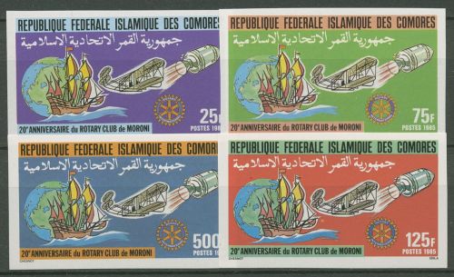 Komoren 1983 20 Jahre Rotary-Club Moroni Schiff Flugzeug 758/61 B postfrisch