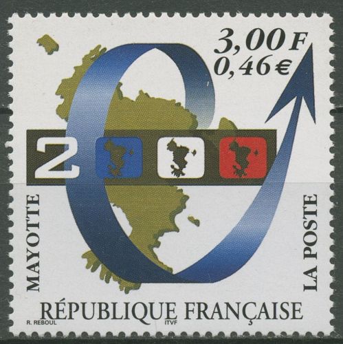 Mayotte 1999 Eintritt in das Jahr 2000 Inselkarte 77 postfrisch