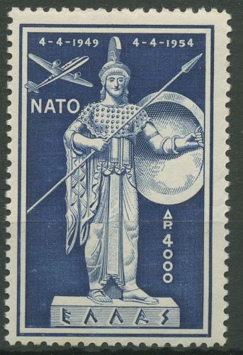 Griechenland 1954 Nordatlantikpakt NATO Göttin Athene 617 postfrisch, kl. Fehler
