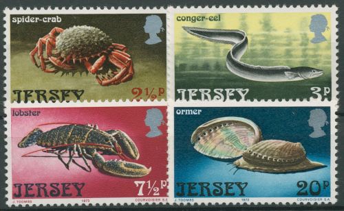 Jersey 1973 Meerestiere Krabbe Aal Hummer Schnecke 91/94 postfrisch