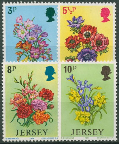 Jersey 1974 Pflanzen Frühlingsblumen 95/98 postfrisch