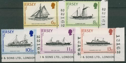 Jersey 1978 Postverkehr mit England Postschiffe 187/91 Ecke postfrisch
