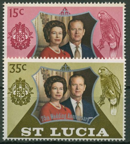 St. Lucia 1972 Elisabeth II. & Prinz Philip Silberhochzeit 320/20 postfrisch