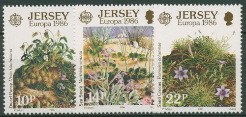 Jersey 1986 Europa CEPT Naturschutz Pflanzen 378/80 postfrisch