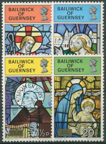 Guernsey 1973 Weihnachten Buntglasfenster 84/87 postfrisch