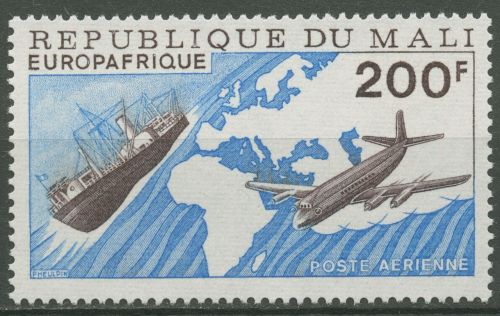 Mali 1976 EUROPAFRIQUE Landkarte Flugzeug Schiff 552 postfrisch