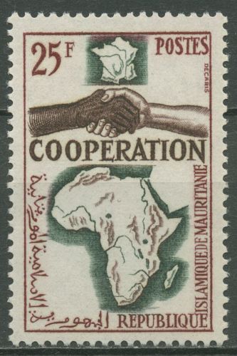 Mauretanien 1964 Zusammenarbeit Landkarte Frankreich u. Afrika 240 postfrisch