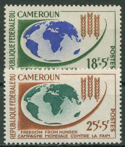 Kamerun 1963 Kampf gegen den Hunger Weltkarte Getreide 386/87 postfrisch