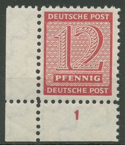 SBZ West-Sachsen 1945 amtl. (Versuchs)-Zähnung 123 X Ecke 3 postfrisch geprüft