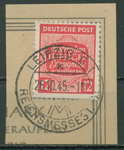 SBZ West-Sachsen 1945 Musterschau Leipziger Erzeugnisse 125 X Briefstück