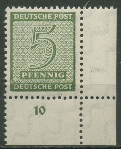 SBZ West-Sachsen 1945 Ziffern 128 X w Ecke 4 unten rechts postfrisch