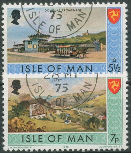 Isle of Man 1975 Sehenswürdigkeiten Laxey-Tal 58/59 gestempelt