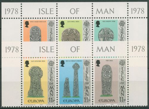 Isle of Man 1978 Europa CEPT Baudenkmäler Grabsteine 122/27 ZD Ecke postfrisch