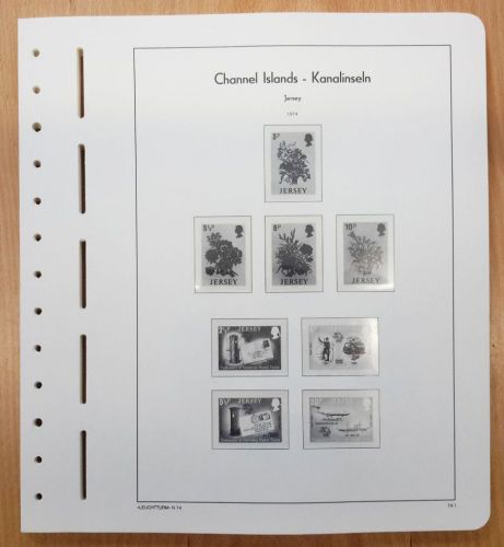 LEUCHTTURM Vordruckblätter Jersey 1974/79 SF gebraucht, neuwertig (Z2429)