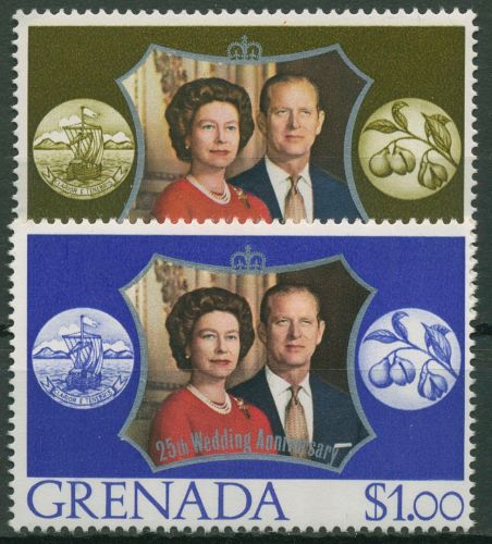 Grenada 1972 Silberhochzeit Königin Elisabeth II. Prinz Philip 498/99 postfrisch