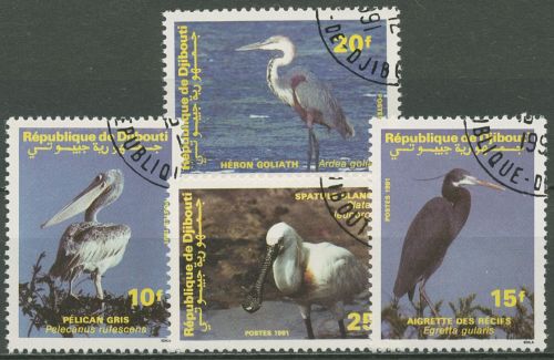 Dschibuti 1991 Vögel Reiher Pelikan Löffler 549/52 gestempelt
