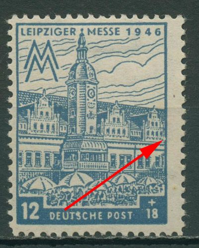 SBZ West-Sachsen 1946 Messe WZ X mit Plattenfehler 163 AX VIII mit Falz