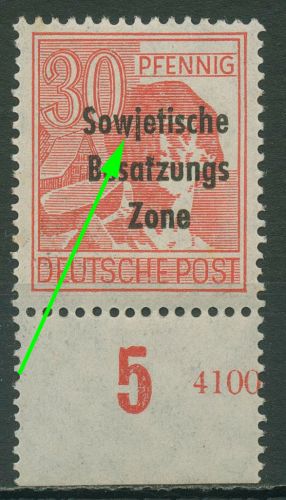 SBZ Allg. Ausgabe 1948 Freim. mit Aufdruckfehler 192 a AF VIII postfrisch