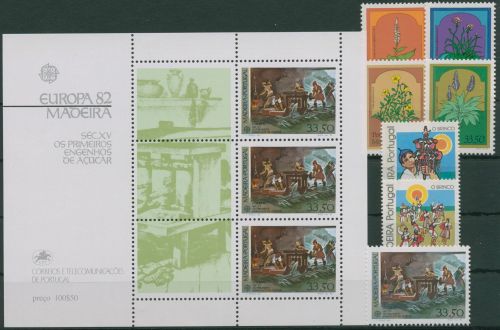 Portugal - Madeira 1982 Jahrgang komplett 77/83, Block 3 postfrisch (G98405)