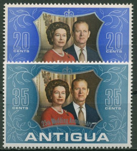 Antigua 1972 Silberhochzeit des englischen Königspaares 284/85 postfrisch