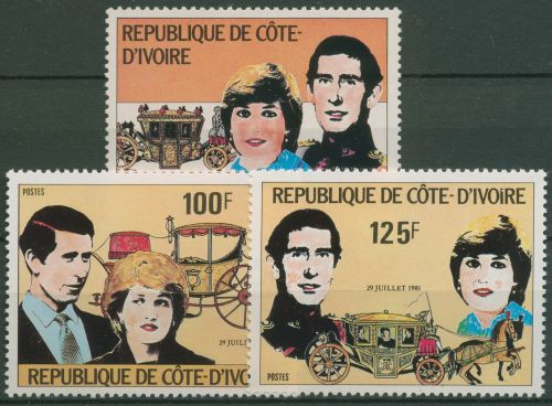 Elfenbeinküste 1981 Hochzeit Prinz Charles & Lady Diana 688/90 postfrisch