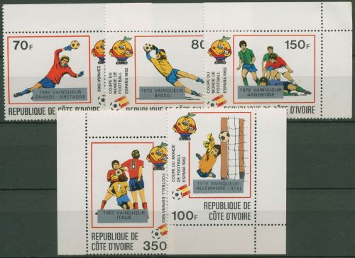 Elfenbeinküste 1982 Fußball-WM Spanien Gewinner 746/50 Ecke postfrisch, Mängel