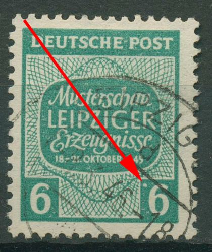 SBZ West-Sachsen Musterschau Leipzig mit Plattenfehler 124 Y II gestempelt