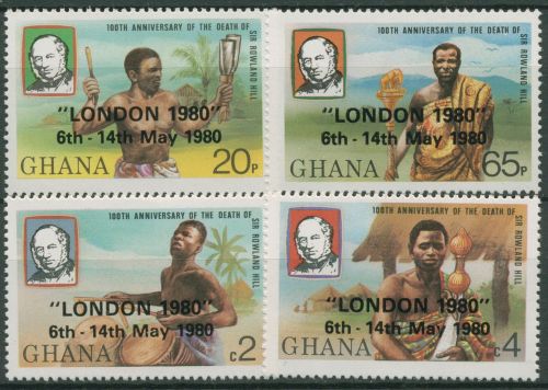 Ghana 1980 LONDON´80 Postmeister Rowland Hill Signalglocken 826/29 A postfrisch