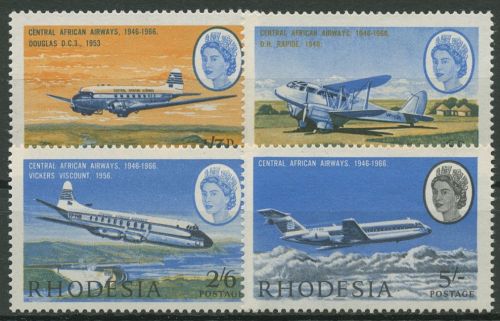 Rhodesien 1966 20 J. Zentralafrik. Luftfahrt-Ges. Flugzeuge 42/45 postfrisch