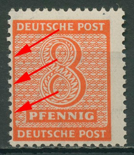 SBZ West-Sachsen Freimarken Ziffern mit Plattenfehler 130 X w II mit Falz