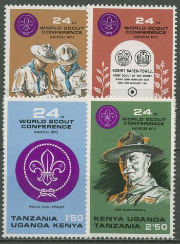 Ostafrikanische Gem. 1973 Weltpfadfinderkonferenz Nairobi 251/54 postfrisch