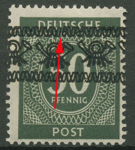 Bizone 1948 Ziffern Bandaufdruck mit Aufdruckfehler 66 I a AF PII postfrisch