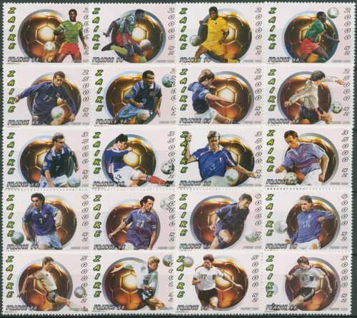Kongo-Zaire 1996 Fußball-WM`98 Frankreich 1191/10 postfrisch