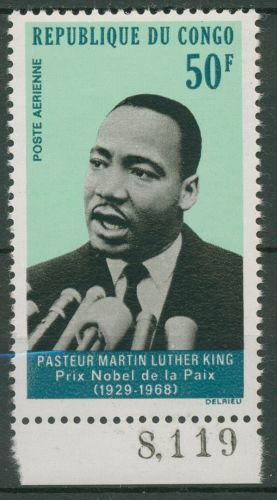 Kongo (Brazzaville) 1968 Martin Luther King 162 mit Bogennummer postfrisch