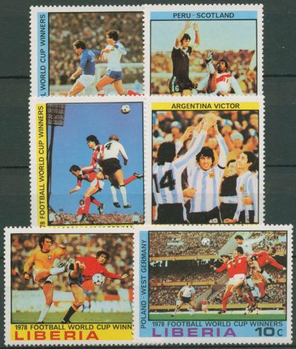 Liberia 1978 Fußball-WM Argentinien Mannschaften 1075/80 A postfrisch