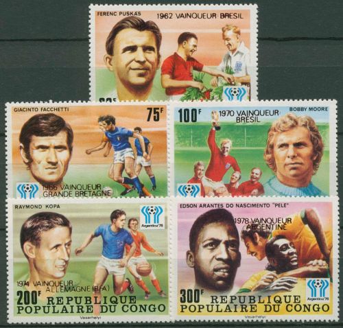 Kongo (Brazzaville) 1978 Fußball-WM Argentinien 662/66 ROTER Aufdruck postfrisch