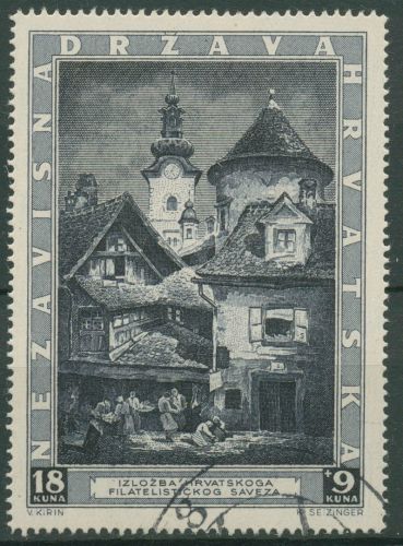 Kroatien 1943 Briefmarkenausstellung Zagreb Kloster 115 I gestempelt