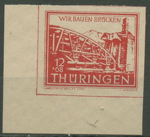 Thüringen 1946 Wiederaufbau zerstörter Brücken 113 by Ecke 3 postfrisch geprüft