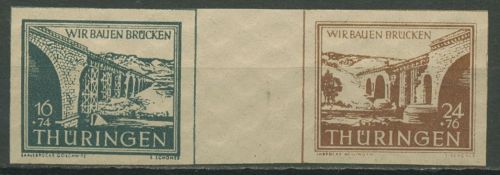 SBZ Thüringen 1945 Brücken Zusammendruck W Zd 2 ay postfrisch geprüft