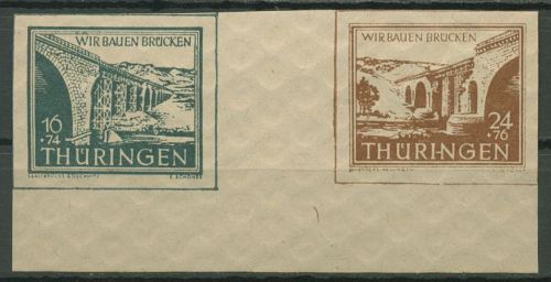SBZ Thüringen 1945 Brücken Zusammendruck W Zd 2 ay mit Rand postfrisch geprüft