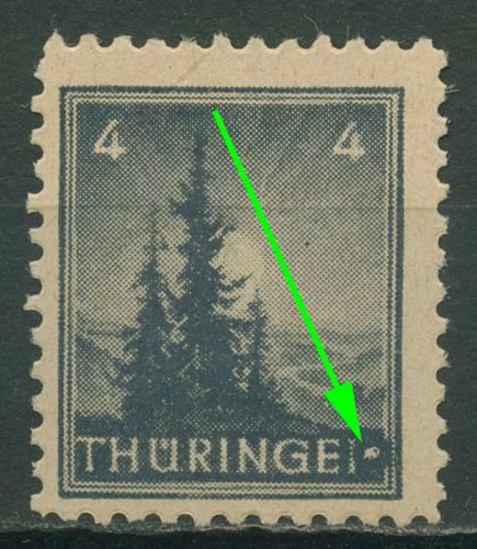 SBZ Thüringen Freimarke mit Plattenfehler 93 AX t III postfrisch