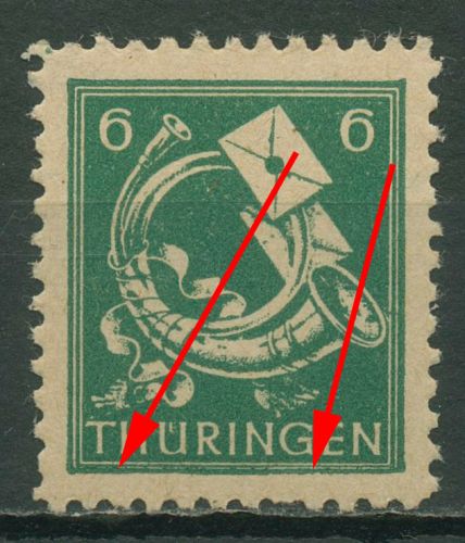 SBZ Thüringen Freimarke mit Plattenfehler 95 AX dt XIV postfrisch