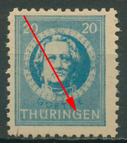 SBZ Thüringen Freimarke mit Plattenfehler 98 AX w II postfrisch