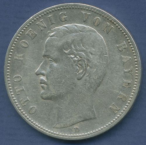 Bayern 5 Mark Silber 1901 D, König Otto, J 46 sehr schön (m2960)
