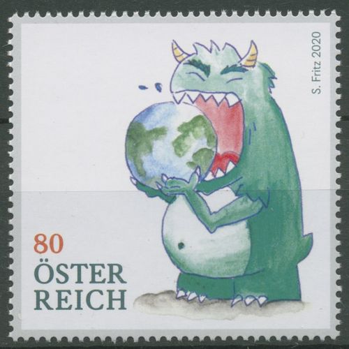 Österreich 2020 Briefmarkengestaltung Zeichnung Monster 3505 postfrisch