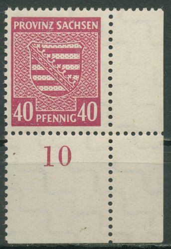 SBZ Provinz Sachsen 1945 Provinzwappen 84 Y c Ecke 4 unten rechts postfrisch